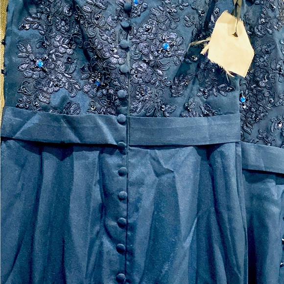 Lot of 4 Bridesmaid Dresses Navy Blue Sz 2/4 & 6 W/ Lace & Beadwork & TRAIN! NWT - Picture 4 of 8